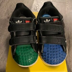 Adidas Kids LEGO Black, Green, and Blue Shoes